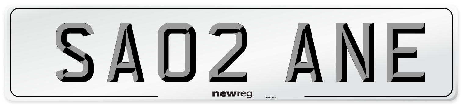 SA02 ANE Number Plate from New Reg
